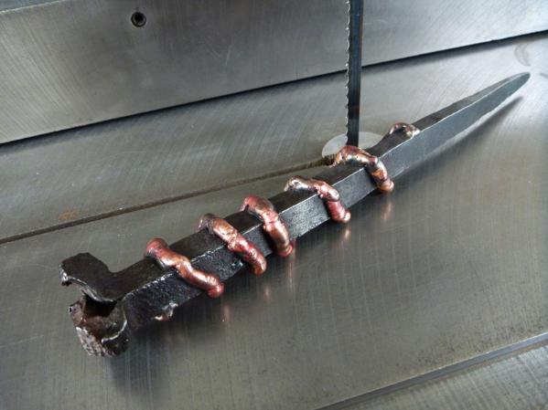 copper on spike, flamingsteel.com, steel sculpture, roy mackey
