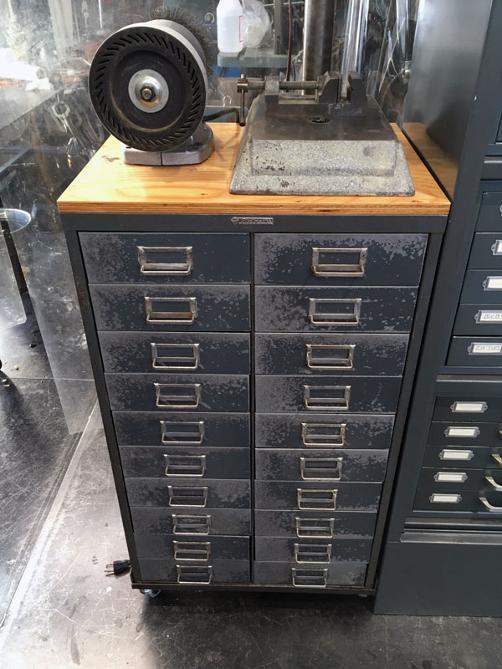 restoring a vintage steel cabinet, vintage cabinet, artist studio
