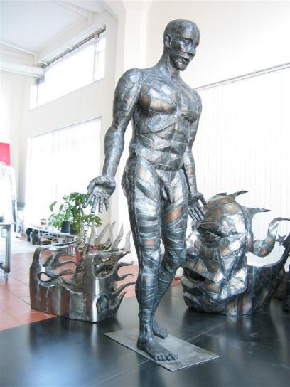naked man, steel sculpture, steel art, flamingsteel.com, roy mackey, investment art