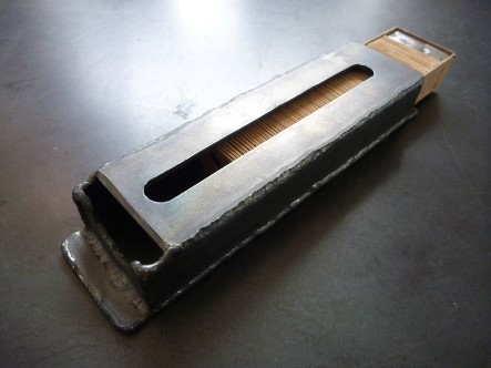 razor blade dispensor, flamingsteel.com, roy mackey, steel sculpture, steel art, tool tricks