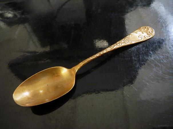 Solid gold spoon, Montana Gold Co, antique gold spoons, roymackey.com