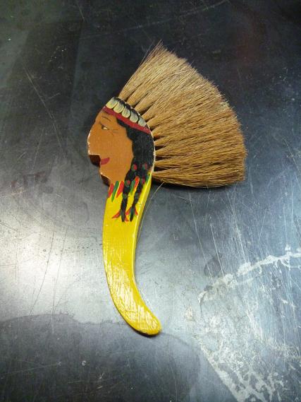 vintage brush with native indian face, flamingsteel.com, roy mackey, steel sculpture