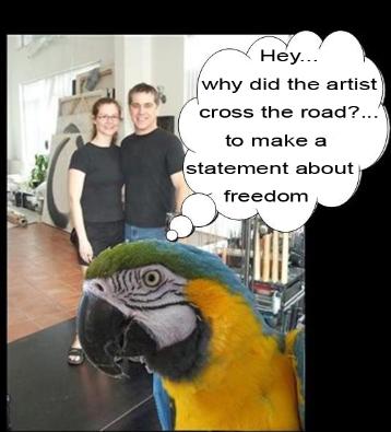 why did the artist cross the road, flamingsteel.com