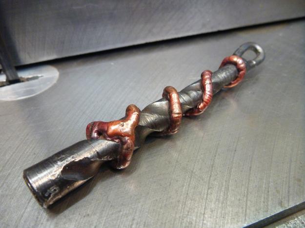 copper steel key chain, roy mackey, steel sculpture, flamingsteel.com