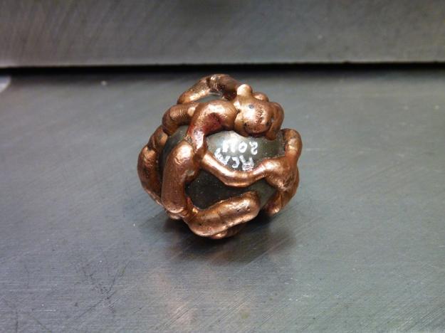 copper on steel marble, roy mackey, steel sculpture, flamingsteel.com