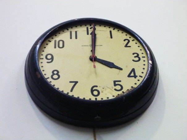 Old shop clock, flamingsteel.com, roy mackey, steel sculpture, steel art, vintage tools, live work studio
