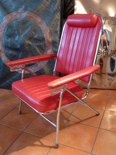 vintage reclining chrome chair, flamingsteel.com, roy mackey, steel sculpture, steel art, cool stuff