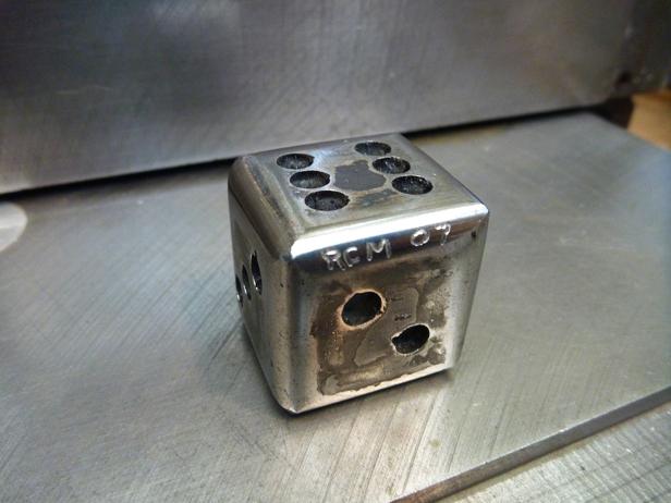 steel dice, roy mackey, steel sculpture, flamingsteel.com