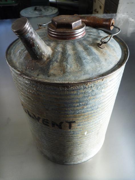 antique solvent can, flamingsteel.com, steel sculpture, steel art, roy mackey