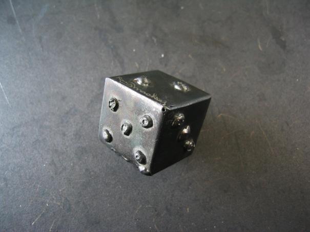 tin dice, roy mackey, flamingsteel.com, steel sculpture