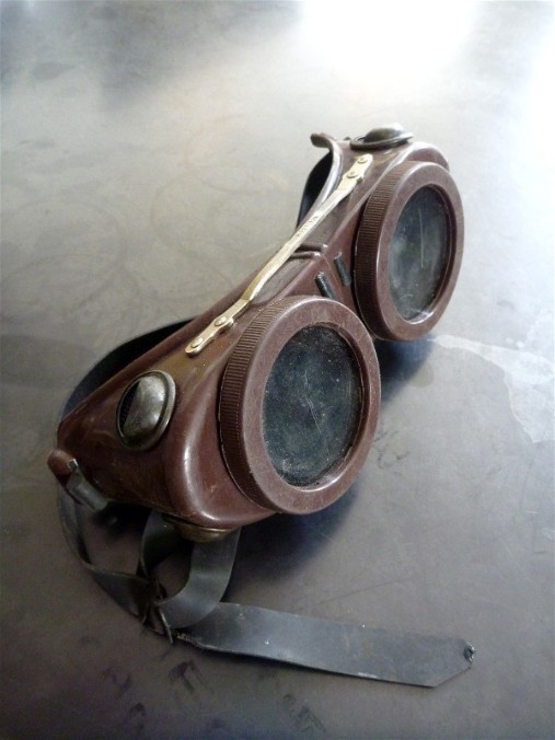 Vintage welding goggles, flamingsteel.com, roy mackey