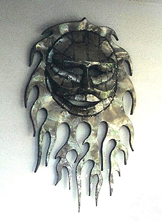 Fire mask, roy mackey, steel sculpture, steel art, flamingsteel.com, vancouver bc