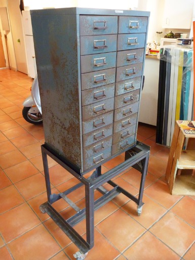 vintage tool cabinet, flamingsteel.com, steel sculpture, steel art, roy mackey