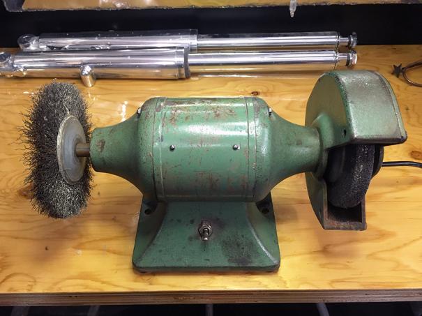 vintage bench grinder, flamingsteel.com, steel sculpture, roy mackey, live work studios