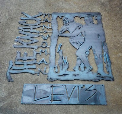 Knack sign, roy mackey, flamingsteel.com, steel sculpture, steel art