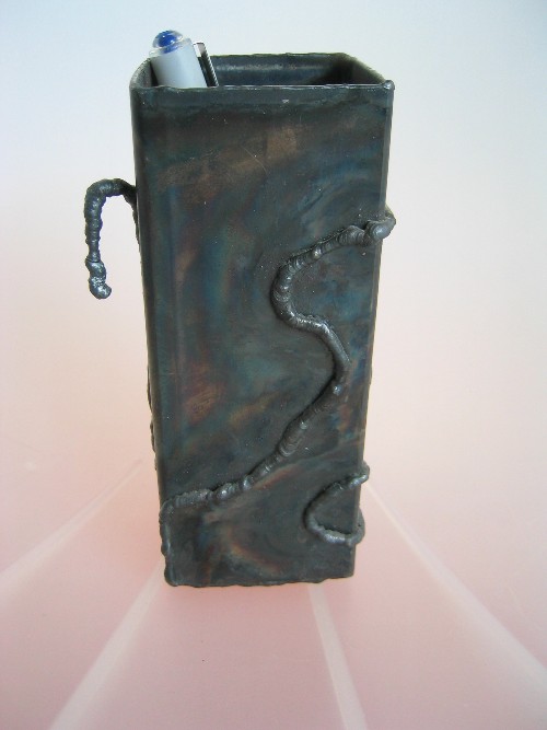 pen holder, flamingsteel.com, steel sculpture, roy mackey