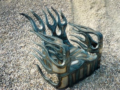 flame chair, flamingsteel.com, roy mackey, steel art, steel sculpture, steel art, Vancovuer bc,